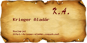Krieger Aladár névjegykártya